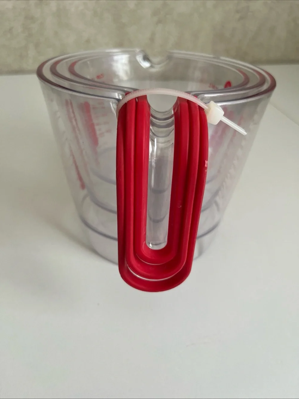 Progressive Stackable Nesting Liquid Measuring Cups Red Writing Set of 3 New